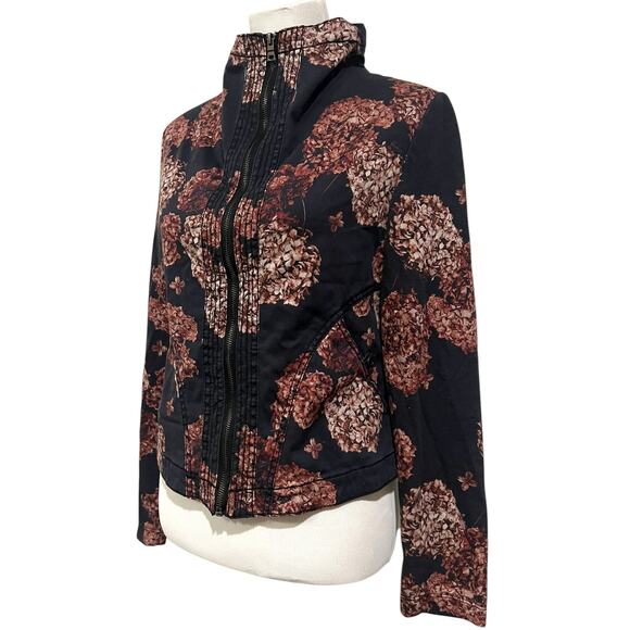 Marrakech Anthropologie Jacket Walsh Hydrangea Black Pink Cotton Full Zip Sz S - Picture 4 of 10